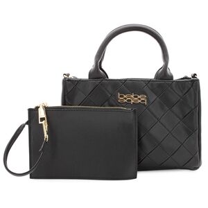 Bebe Black Quilted Satchel and Pouch